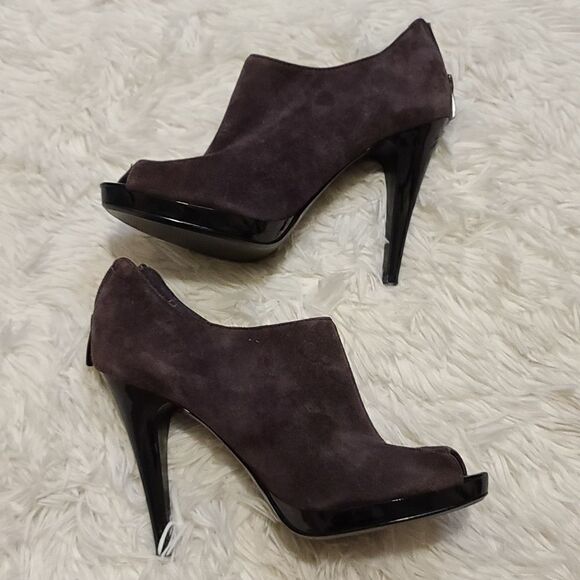 Nine West Purple Suede Peep Toe Heels Size 7 - Picture 4 of 10